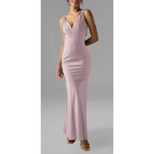 AW BRIDAL 2 XS dusty rose Rachael satin mermaid cowl back maxi dress NEW B34